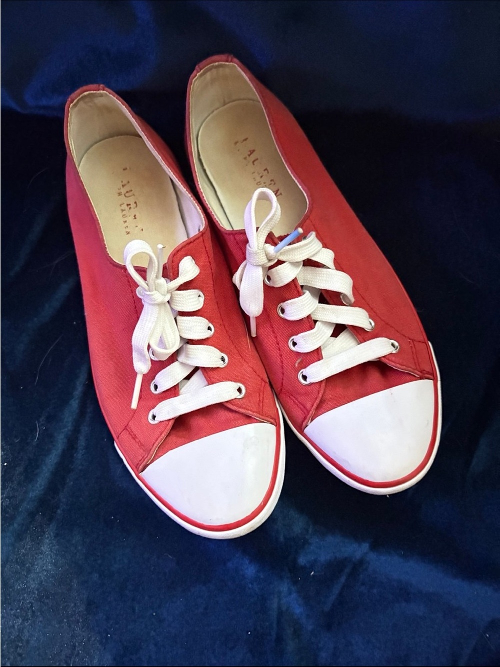 Ralph Lauren Polly Red Canvas Lace Up Sneakers Women's 8.5 Casual Preppy